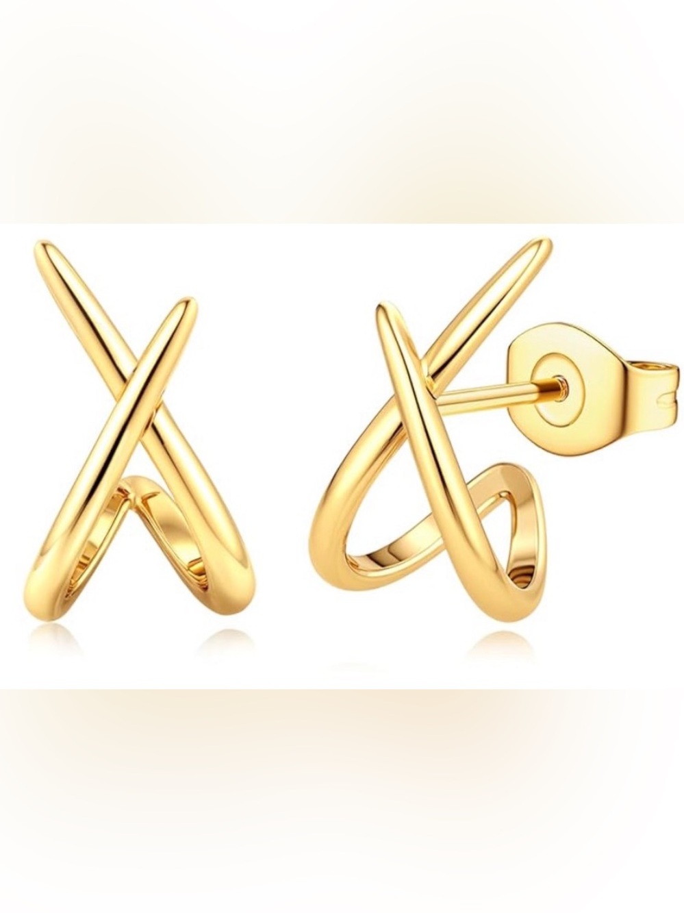 #215 9mm Gold Plated Crisscross X Stud Earrings